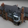 European Style Architecture Featuring Red Brick Walls Gray Roofs And Half Timbered Details