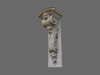 Garden Landscape Decorative Ornate Carved Stone Bracket With Intricate Floral Patterns 3d model