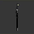 Black Cane With Curved Handle And Silver Base For Mobility Support 3d model
