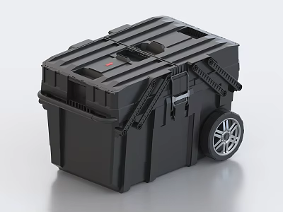 Sturdy Black Storage Box With Wheels Handles And Compartments For Home Organization 3d model