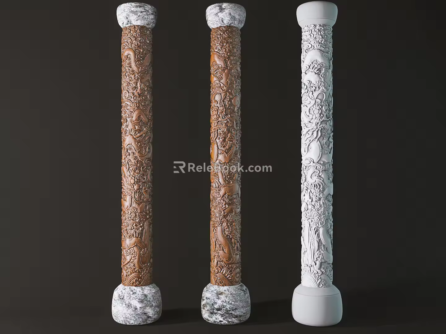 Chinese style column carved column 3d model