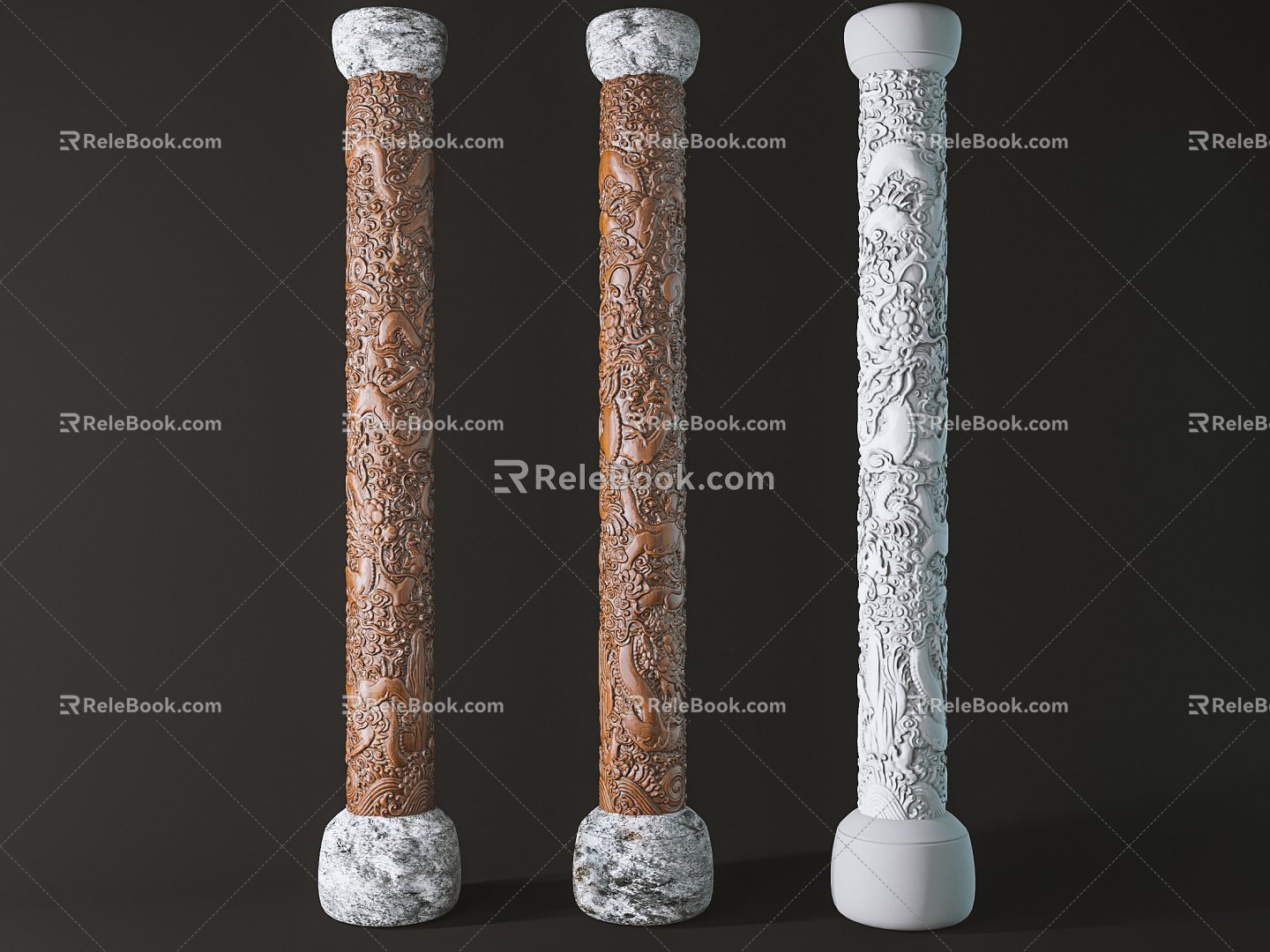 Chinese style column carved column model