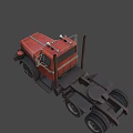 Vintage Red Heavy Duty Truck With Classic Front Design And Large Tires