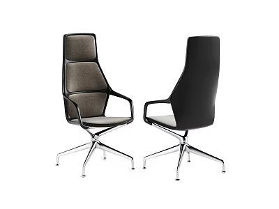 Modern Office Chairs In Different Materials With High Back Armrests And Metal Star Base 3d model