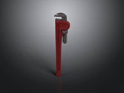 Red Adjustable Pipe Wrench Sturdy Plumbing Tool With Metal Jaws And Handle 3d model