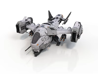 Futuristic Spaceship With Advanced Design Multiple Engines And Wing Structure For Space Exploration 3d model