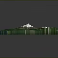 Scenic 3D Terrain Model Featuring Snow Capped Mountain Green Vegetation And Blue Water