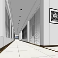 Modern Elevator Hallway With Blinds White Tiled Floor And Light Colored Walls 3d model