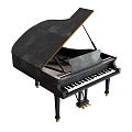 Elegant Black Grand Piano with Open Lid and Classic Keyboard Design