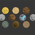 Colorful Round Cookies with Various Textured Surfaces and Assorted Colors on Dark Background