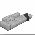 White Sectional Sofa with Plush Cushions and Stylish Throw Blanket 3d model