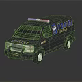 Police Van With Blue Emergency Lights And Front Grille Design For Law Enforcement