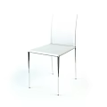 Modern Single Chair With White Leather Seat Backrest And Chrome Metal Legs For Dining Room
