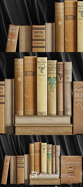 Vintage Books Stacked And Arranged With Classic Titles On Old Covers 3d model 