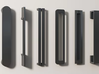 Black Modern Door Handles With Multiple Sleek Designs For Home Furniture 3d model