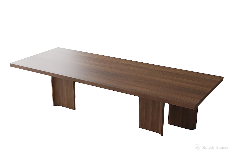 Simple Design Walnut Wood Tea Table With Sturdy Legs And Smooth Surface 3d model 