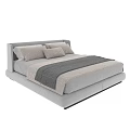 Sleek Modern Double Bed With Gray Headboard Light Gray Pillows And Neutral Bedding 3d model