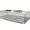 Modern Glass Coffee Table with Wavy Pattern Base and Books on Top 3d model
