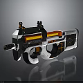 Futuristic Tech Inspired Weapon Featuring White Red Black Color And Scope Attachments 3d model
