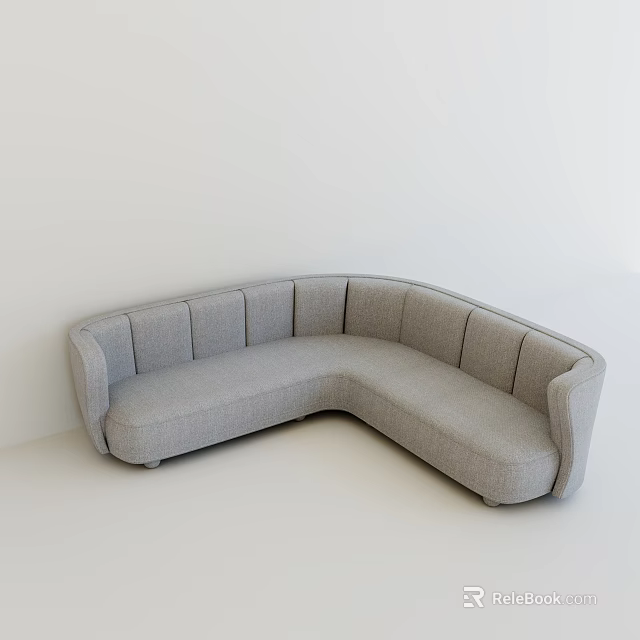 Modern Curved Gray Fabric Sofa With Comfortable Seating And Modular Design 3d model