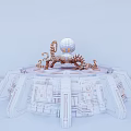Smart Robot Featuring Sphere Head Mechanical Arms On Circular Metallic Platform With Buttons And Lights