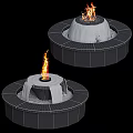 Outdoor Garden Ornament Round Black Stone Fire Water Fountain Decorative Design With Fire Feature