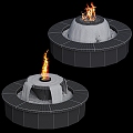 Modern gardening sketch fireside waterfall fountain fire wall water 3d model