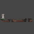 Rusted Green Ship With Damaged Hull And Weathered Exterior Metal Features