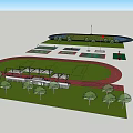 Outdoor Garden Landscape Design With Sports Field Track Trees And Lawn Areas