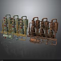 Industrial Processing Equipment With Green Brown Pipes Valves And Tanks
