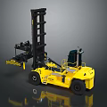 Yellow Industrial Forklift With Mast Forks Cab And Heavy Duty Wheels