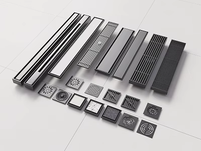 Metal Drain Grates And Floor Drains In Various Modern Shapes And Designs 3d model