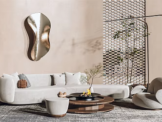 Quiet Sofa Tea Table Combination Sofa 3d model