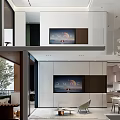 Modern Dining and Living Room Interior With White Sofa Dining Table Chandelier and Decorative Mirror