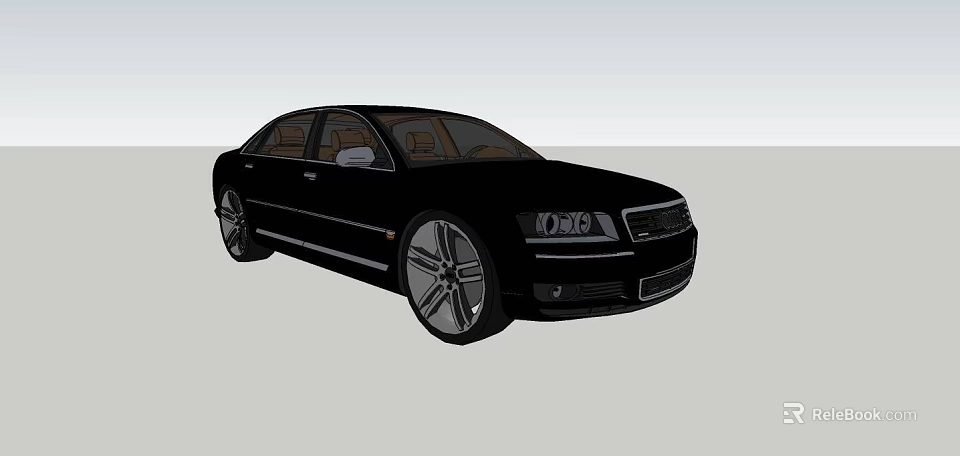Elegant Black Luxury Sedan With Sleek Exterior And Large Alloy Wheels 3d model 
