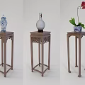 Traditional Chinese Flower Stand Carved Design Displaying Orchid Bonsai And Decorative Ring