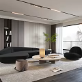 Minotti Modern Sofa Coffee Table Combination Living Room Leisure Chair Coffee Table Sofa Coffee Table Combination Silent Table Lamp 3d model