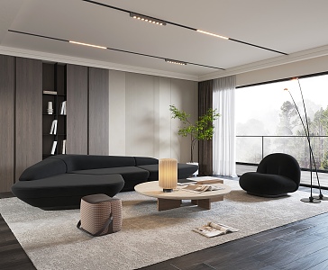 Minotti Modern Sofa Coffee Table Combination Living Room Leisure Chair Coffee Table Sofa Coffee Table Combination Silent Table Lamp 3d model