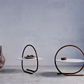 Stylish Coffee Tables Featuring Circular Wooden Frames White Tabletops And Decorative Vases