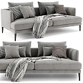 Grey fabric double sofa 3d model