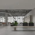 Modern Dining Hall Interior With White Orange Chairs Round Pendant Lights And Large Windows