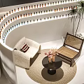 Modern Beauty Salon Interior Design With Glass Counter Wooden Chairs And Illuminated Product Shelves