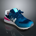 Blue Retro Sneakers With Pink White Accents And Side Logo Design