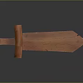 Medieval Style Wooden Arrow Shaped Weapon With Cracked Texture And Orange Finish