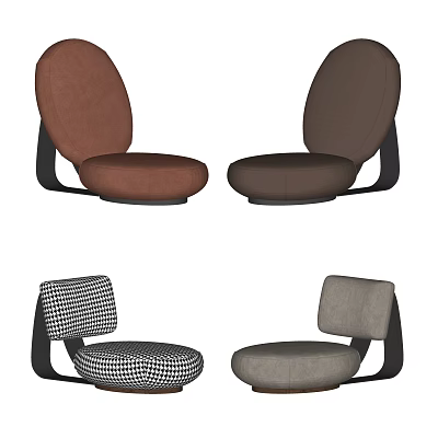 Modern Single Sofa With Brown Dark Brown Gray Houndstooth Upholstery And Black Frame 3d model