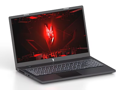 Sleek Black Gaming Laptop With Red Logo On Vibrant Screen Display And Modern Design 3d model