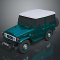 Vintage Green Off Road Vehicle With White Hardtop Round Headlights And Retro Design