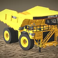 Heavy Duty Caterpillar 793D Yellow Mining Dump Truck On Cracked Ground