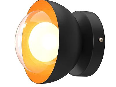 Modern Black and Orange Wall Light with Transparent Globe Shade and Illuminated Design 3d model
