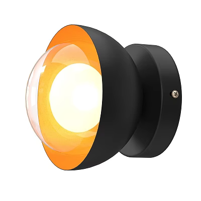 Modern Black and Orange Wall Light with Transparent Globe Shade and Illuminated Design 3d model